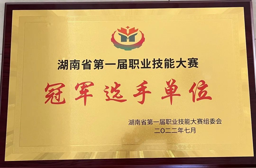 大阳城2138（中国）·官方网站荣获湖南省第一届职业技能大赛冠军选手单位荣誉称号